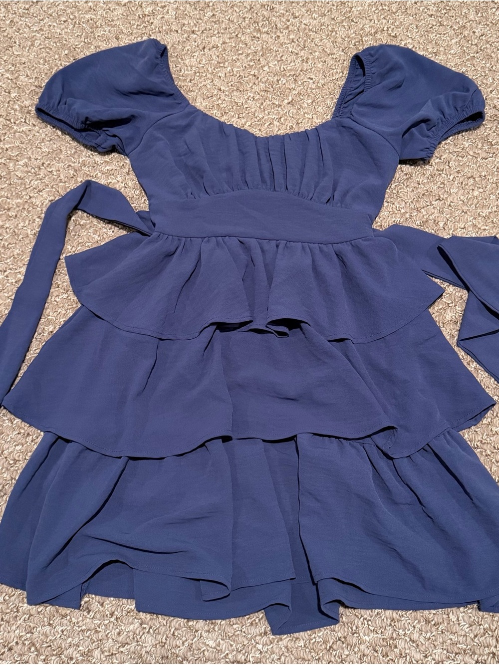 Navy Tiered Ruffle Kids Dress